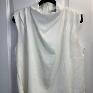 Modern Citizen Allegra Sleeveless Draped Blouse in White Size Medium